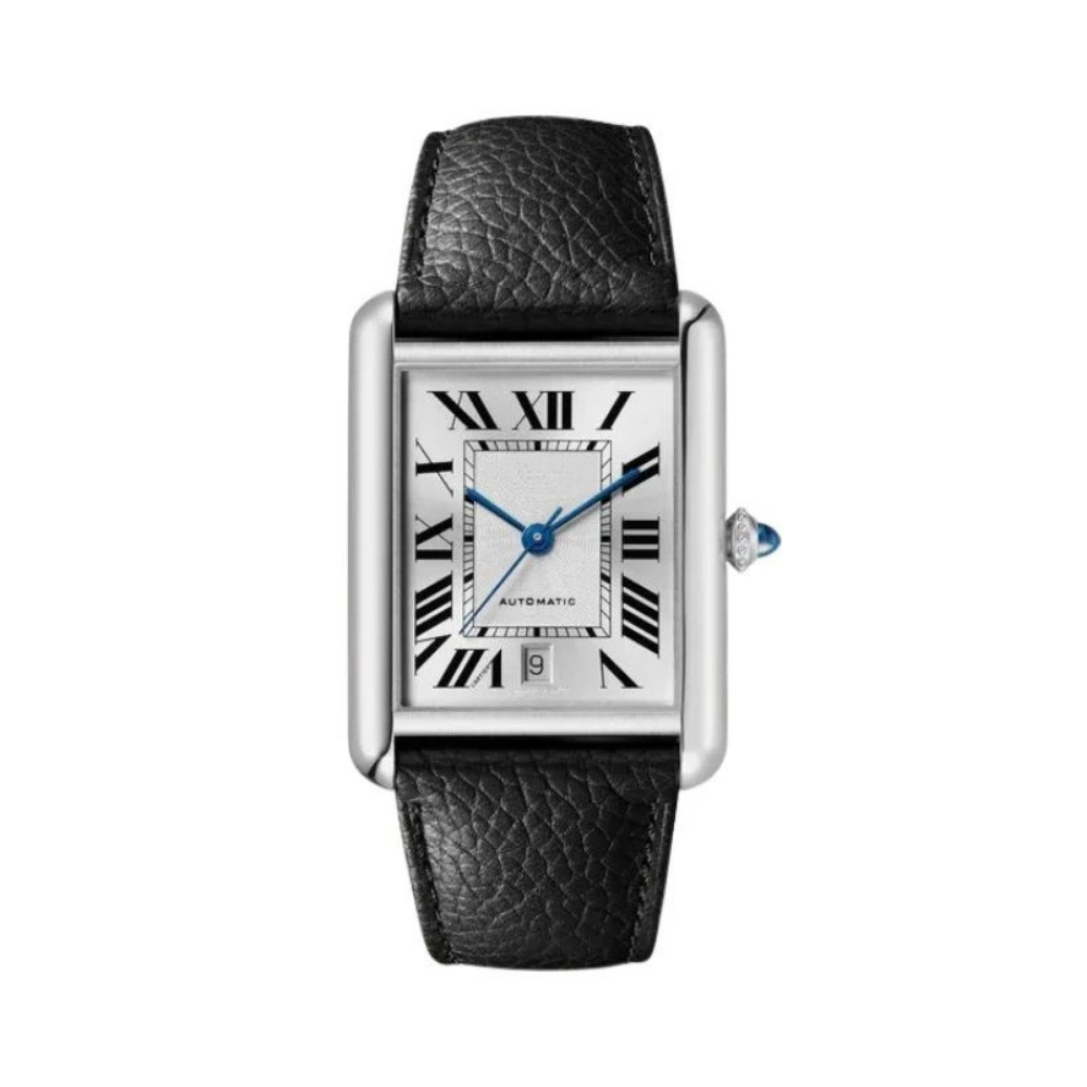 Classic Rectangular 38 – White Dial | Steel Case & Leather Strap
