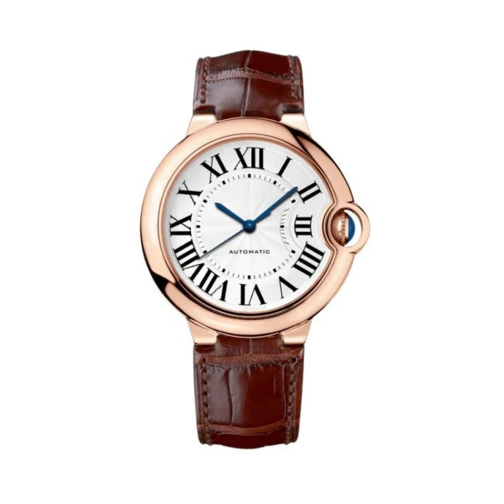 Classic Tank 34 – White Dial | Gold Tone Case & Leather Strap