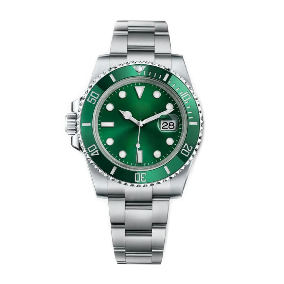 Ocean Diver 40 – Green Sunburst Dial | Stainless Steel Bracelet & Green Ceramic Bezel