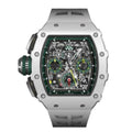 Skeleton Chronograph 44 – Openworked Dial with Green Accents | White Case & White Rubber Strap