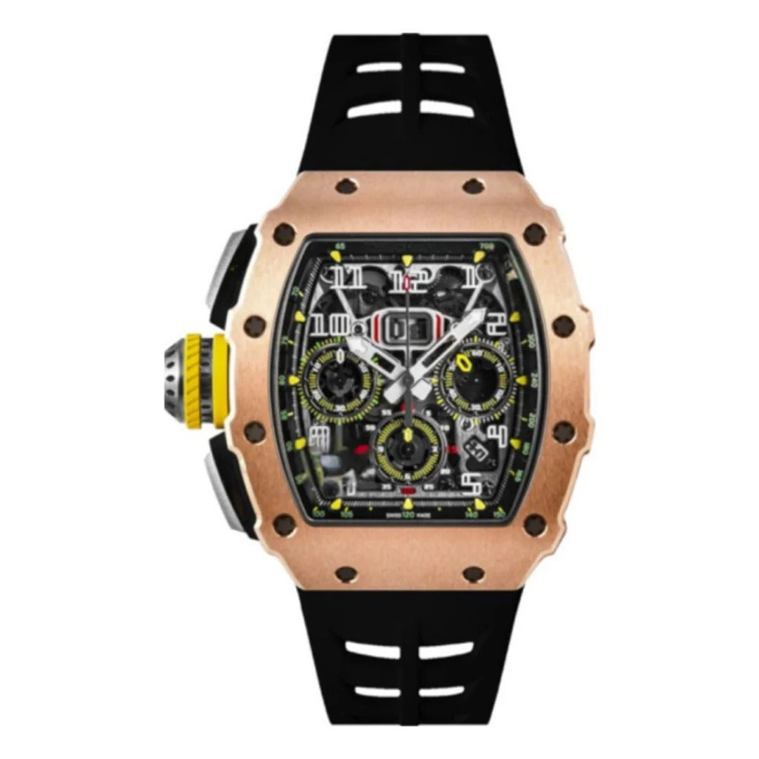 Skeleton Chronograph 44 – Openworked Dial | Rose Gold Tone Case & Rubber Strap