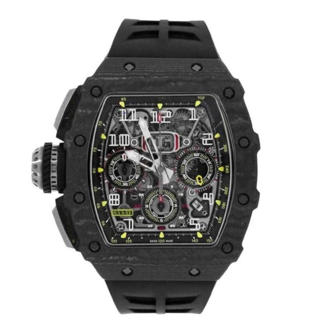 Skeleton Chronograph 44 – Carbon Pattern Dial | Carbon Case & Rubber Strap