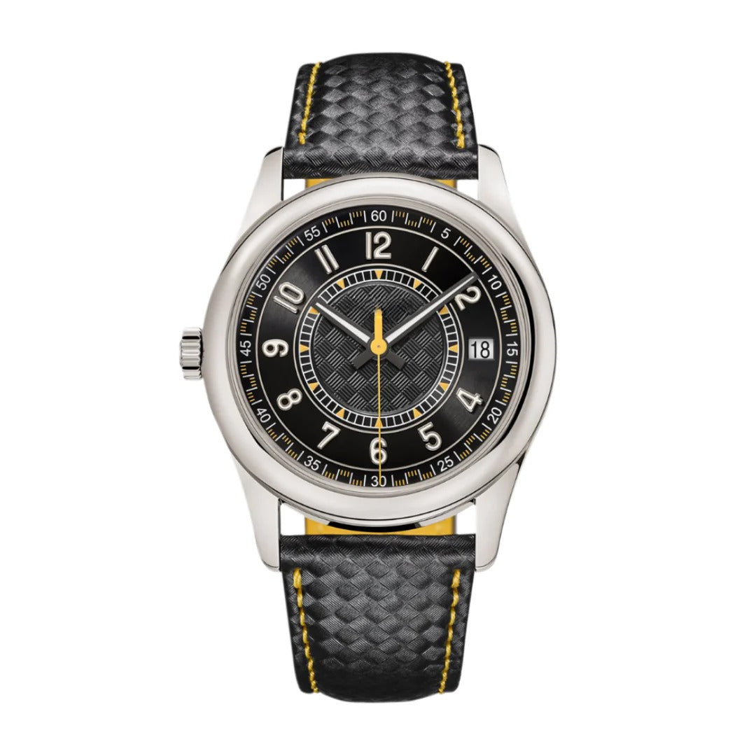 Modern Classic 40 – Black Dial with Orange Accents | Silver Tone Case & Black Fabric Strap
