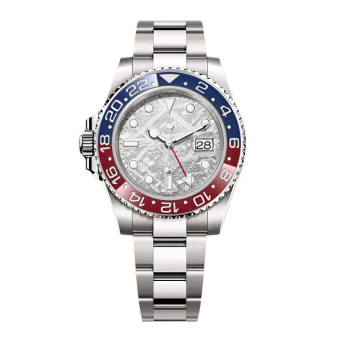 Dual Time 40 – Meteorite Dial | Steel Bracelet & Ceramic 24H Bezel