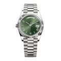 President 40 – Green Dial | Silver Tone Bracelet & Fluted Bezel