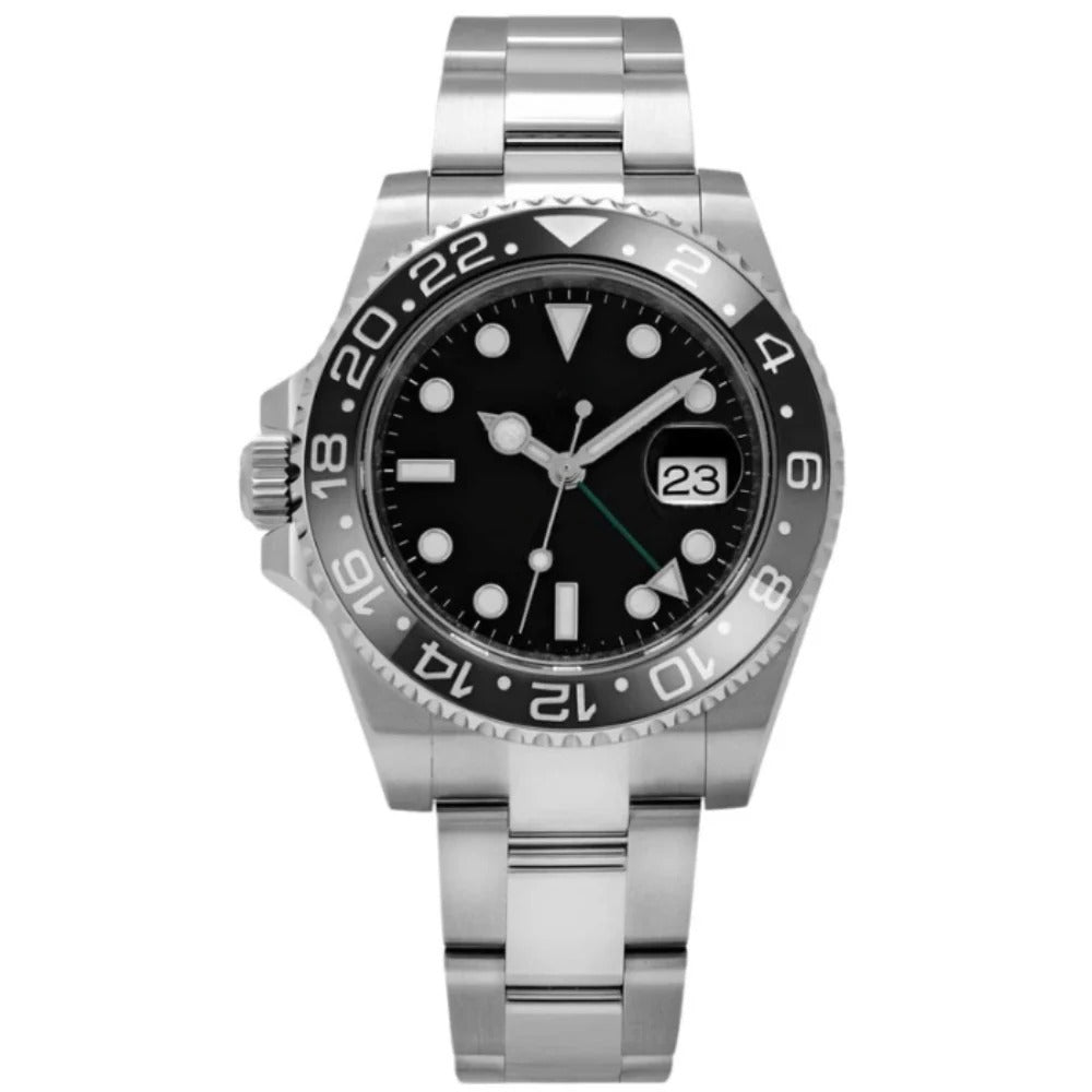 Dual Time 40 – Black Dial | Steel Jubilee Bracelet & Grey-Black Ceramic Bezel