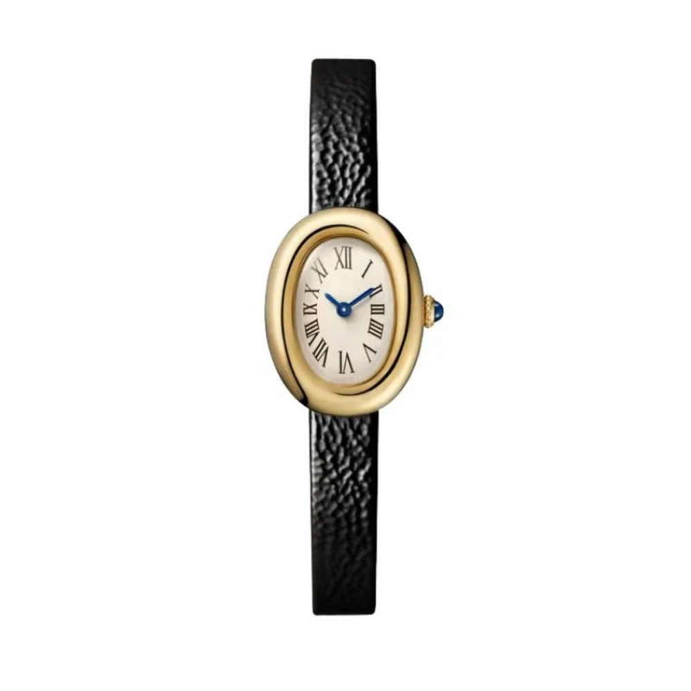 Classic Oval 28 – Ivory Dial | Gold Case & Leather Strap