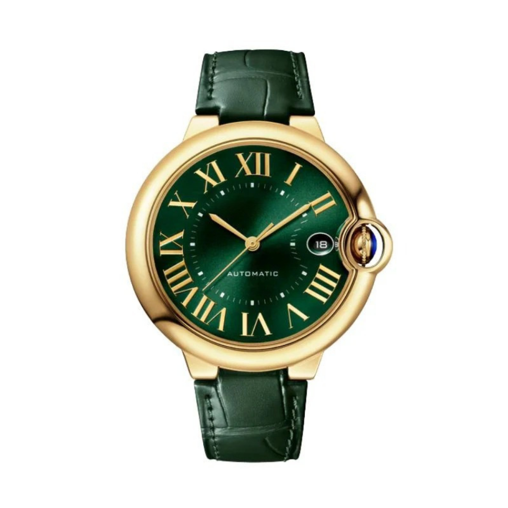 Classic Round 36 – Green Dial | Gold Case & Leather Strap