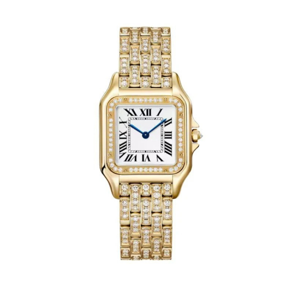 Classic Square 32 – Diamond Set | Gold Case & Bracelet