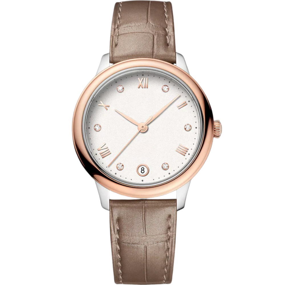 Classic 36 – Silver Dial | Rose Gold Case & Leather Strap