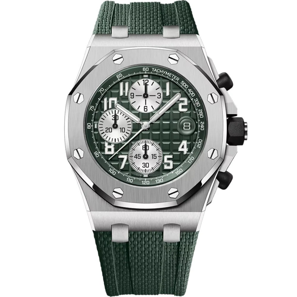 Chronograph 43 – Green Dial | Steel Case & Rubber Strap