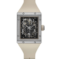 Titan Grid Skeleton 44 – Geometric Open Dial | Brushed Steel Case & Beige Rubber Strap