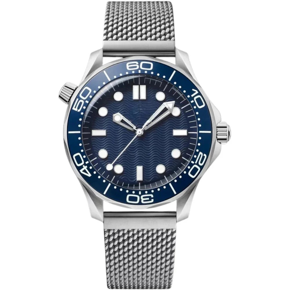 Ocean Crest Diver 42 – Wave Dial | Stainless Steel Case & Mesh Bracelet